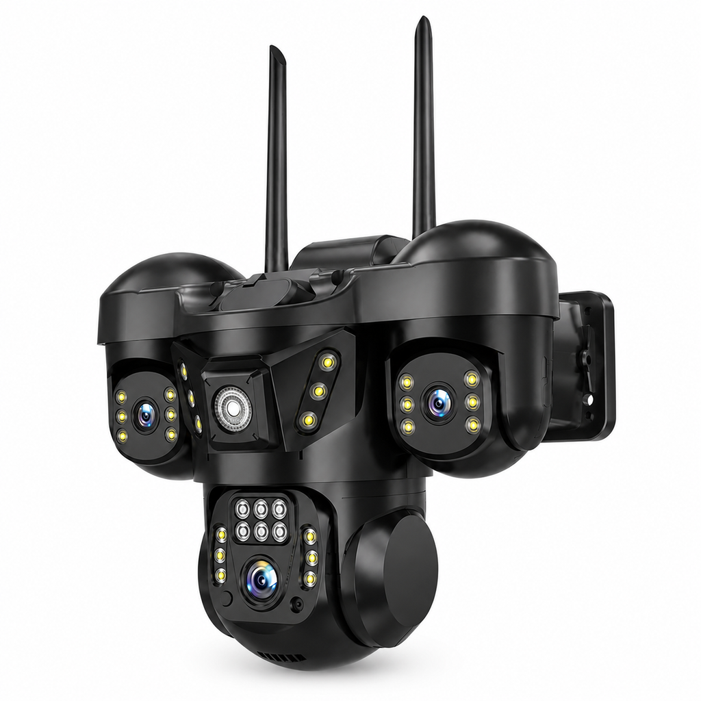 Cámara de Seguridad WiFi 3 Lentes con Sirena — Exterior