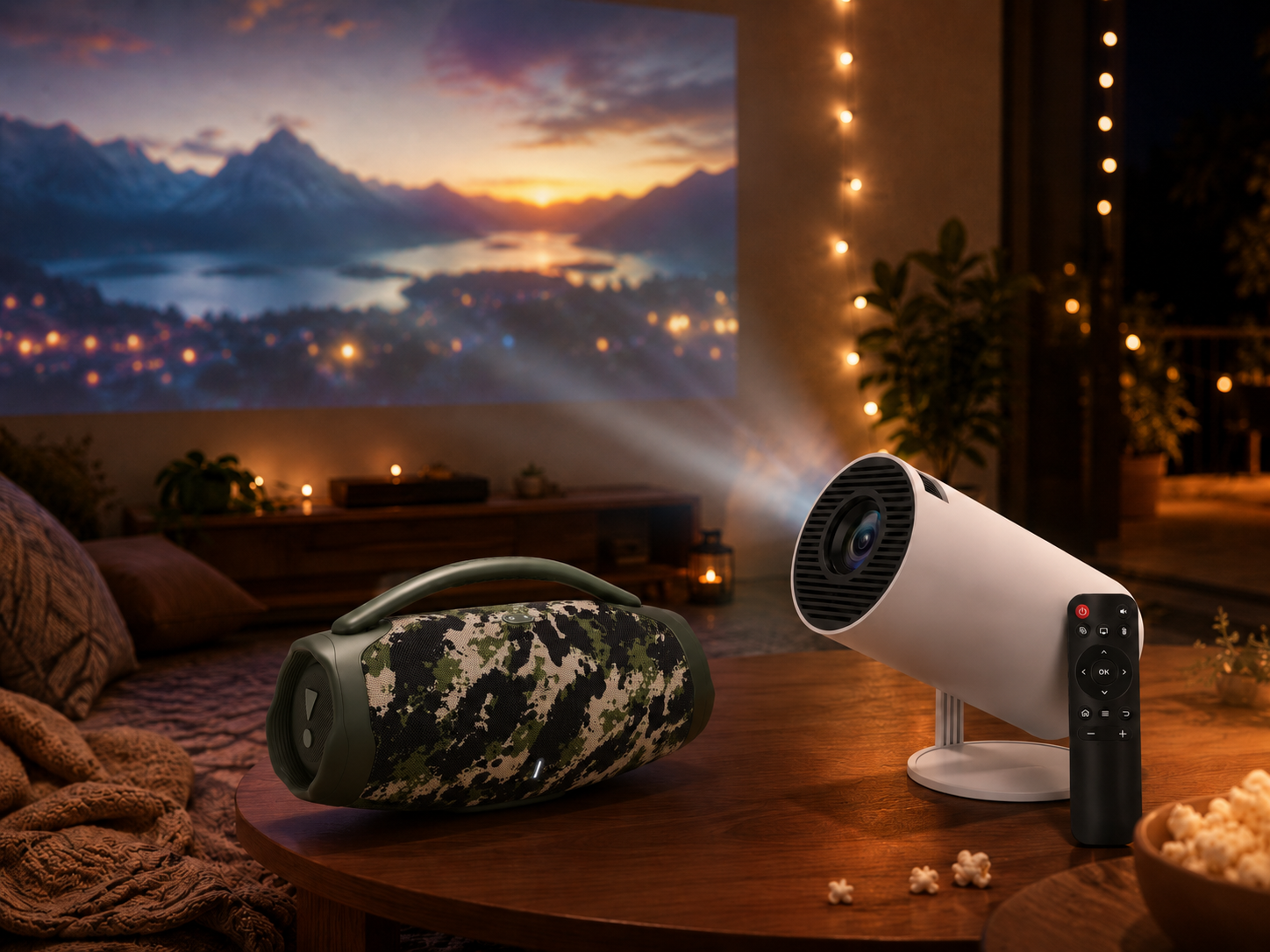 Combo Proyector HY300 + Parlante Boombox — Cine + Sonido