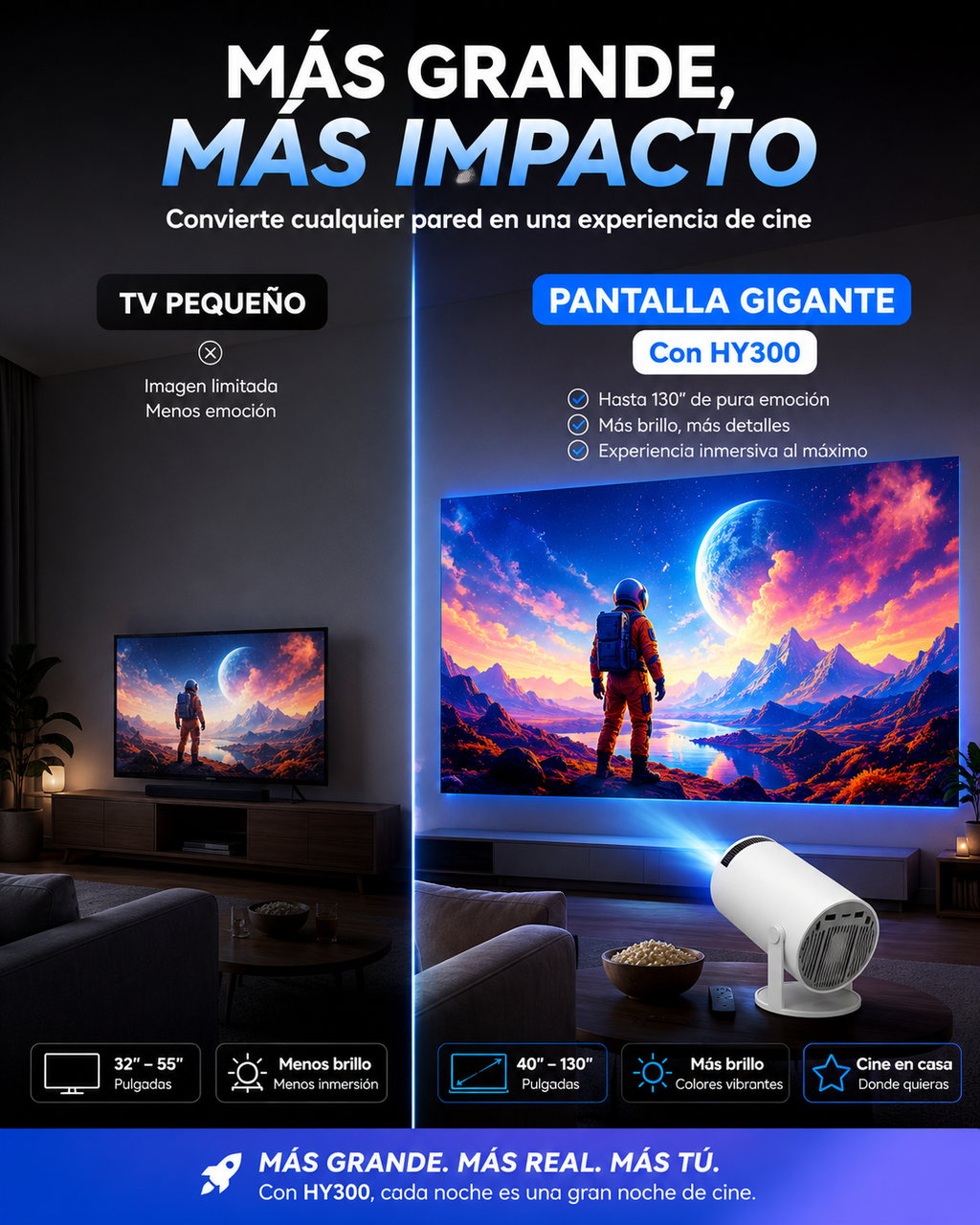 Proyector HY300 Pro — Cine en Casa Android WiFi